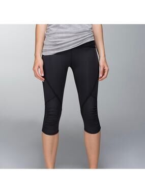 LULULEMON Run Pace Crop Leggings Wee Stripe Black 4